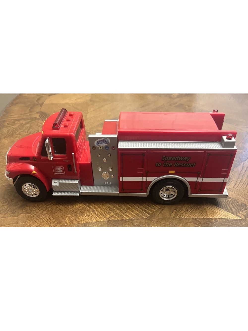 Limited Edition 2017 Speedway Fire Truck Toy W/Button Activated Lights & Sound